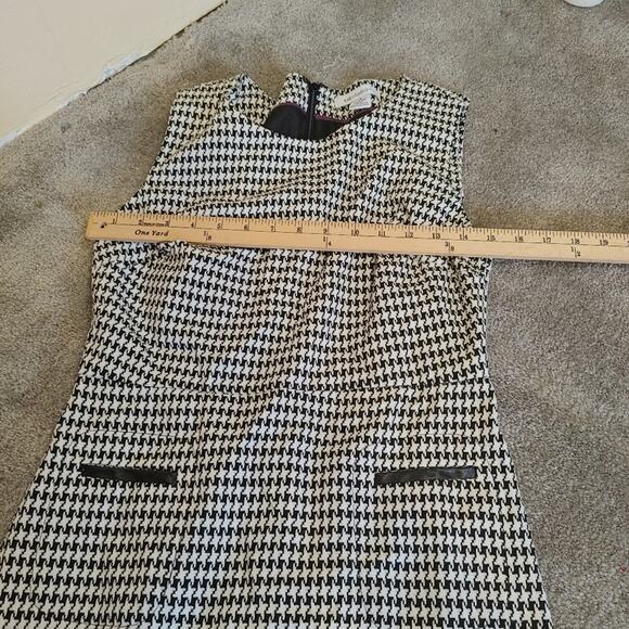 Liz Claiborne Size 4 Houndstooth Black White Dress Sleeveless Pockets Profession - Picture 13 of 14